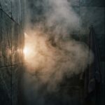 steam rising off a shower wall