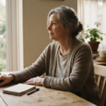 A person pausing to sit with a problem before reaching for a quick fix